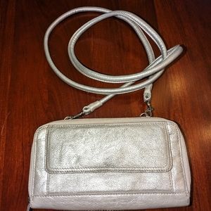 Tignanello crossbody wallet, silver